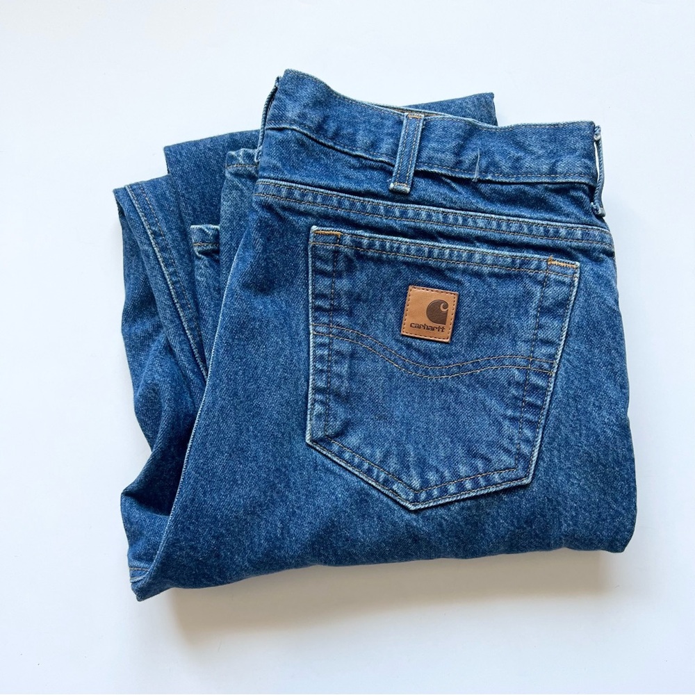 Carhartt Blue Denim Jeans 34x34 Traditional Fit 100% Cotton